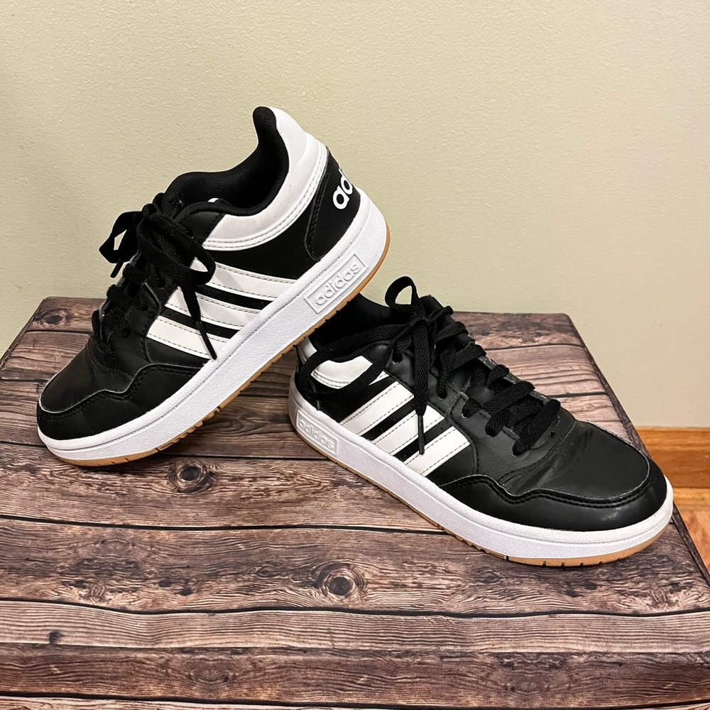 Kids Black and White Adidas sneakers